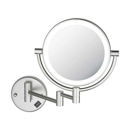 Kibi Circular LED Wall Mount Magnifying Make Up Mirror - Brushed Nickel KMM101BN